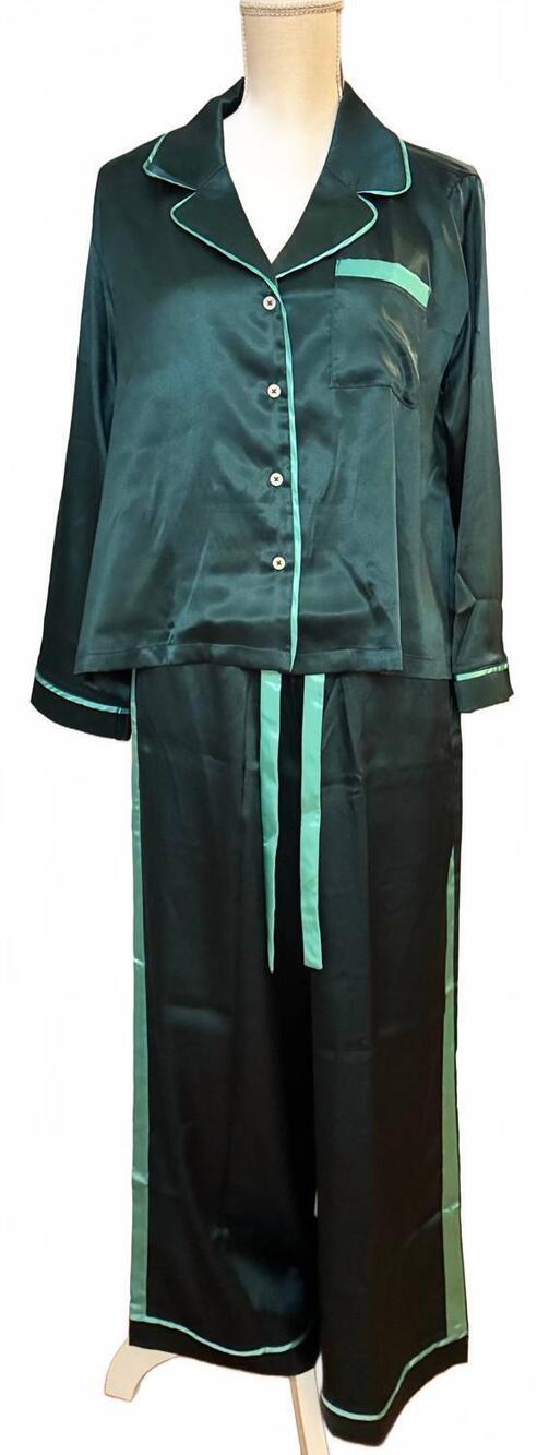 NEW MERSEA women's satin sailor pajama set in teal